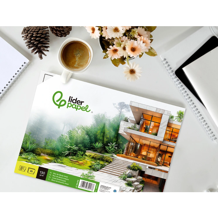 Liderpapel Bloc Dibujo Lineal 230x325mm 20 Hojas 130 gr/m2 Con Recuadro 5