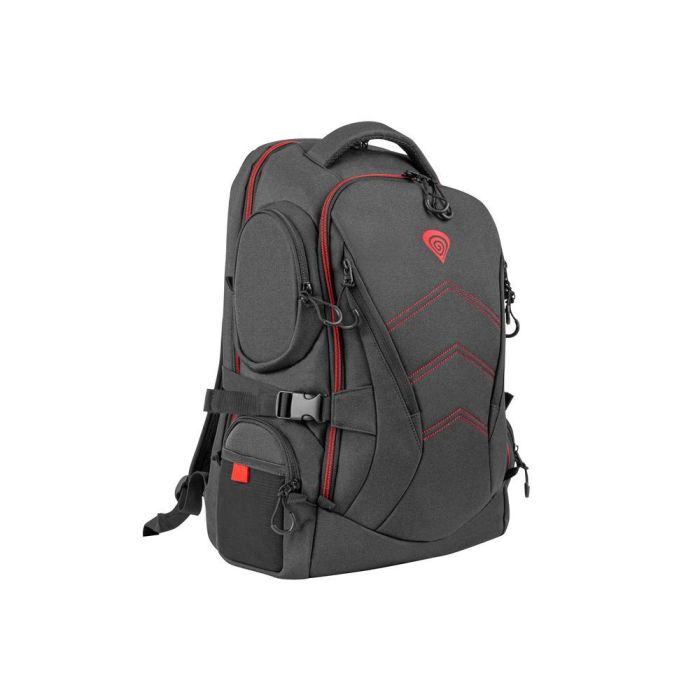 Genesis Mochila Pallad 550 Portátil 17.3" Resistente al Agua y Golpes con Múltiples Compartimentos de Poliéster Negro Rojo 3