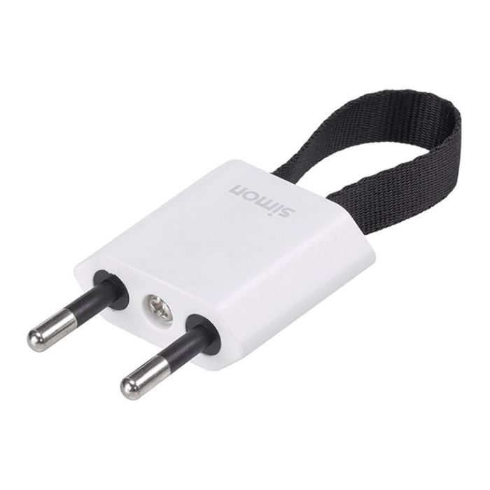 Clavija 2p+tt schuko salida frontal y lateral 10 a 250 v~ facil extracción blanca Clavija 2p+tt schuko salida frontal y lateral 10 a 250 v~ facil extracción blanca