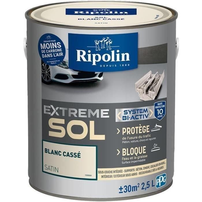 Ripolin Pintura para pisos interior y exterior, Blanco satinado 2.5L. Alta resistencia a manchas y paso de llantas calientes. Ripolin Pintura para pisos interior y exterior, Blanco satinado 2.5L. Alta resistencia a manchas y paso de llantas calientes.