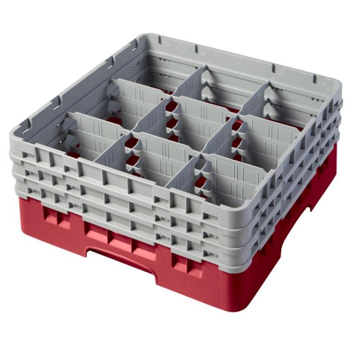 CAMBRO - 9S800-110 - Cesta de lavado 9 comp. 4 alturas - 14,8 cm Ø máx. - alt. máx. 21,7 cm - 50 x 50 x 26,7 cm - Negro