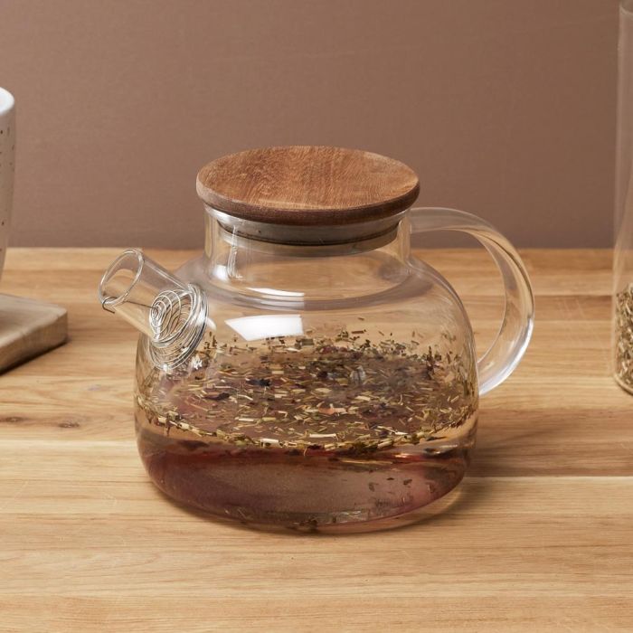 Tetera Vidrio Y Acacia 900 Ml Home Deco Factory 1