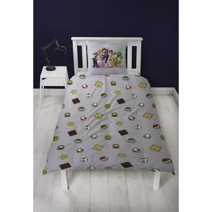 Mario Bros Juego de Cama Reversible Super Mario Microfibra 140 x 200 cm + 1 Funda de Almohada 63 x 63 cm MAR3700891712125 3