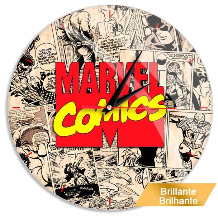 ERT GROUP Reloj de pared Marvel silencioso de 30.5 cm con manecillas de metal y revestimiento brillante