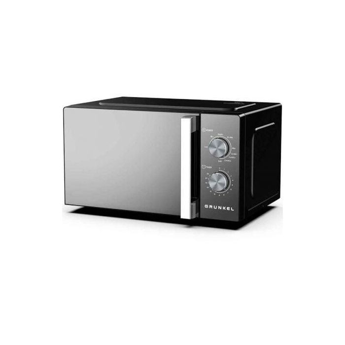 Grunkel MWG-20ESPEJO Microondas 700W, 20L, con Grill 800W, Descongelación, 5 Niveles Potencia, Temp. 35min, Negro Acabado Espejo