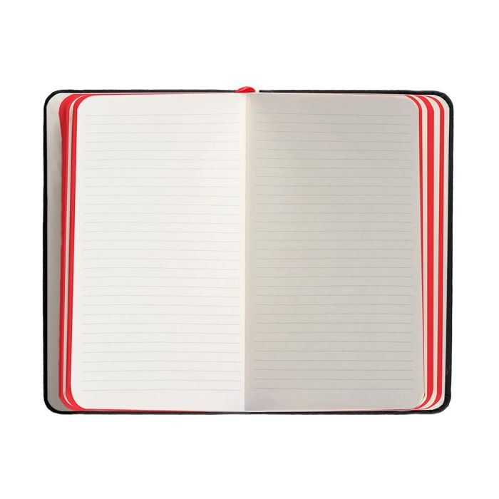 Cuaderno Con Gomilla Antartik Notes Tapa Dura A6 Hojas Rayas Negro Y Rojo 100 Hojas 80 gr Fsc 7