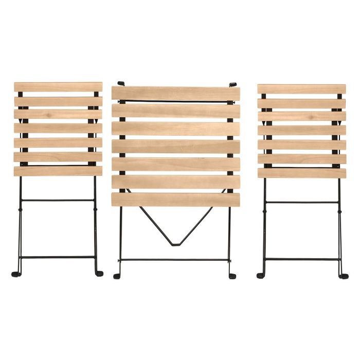 Ibergarden Set Mesa 2 Sillas Madera Clara Acacia Patas Metal 55x53x71 cm 3