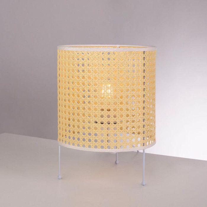 Lámpara de Mesa Shakhty de Ratán con Casquillo E27 Estilo Boho-Chic para Salón Dormitorio SKD-T1009