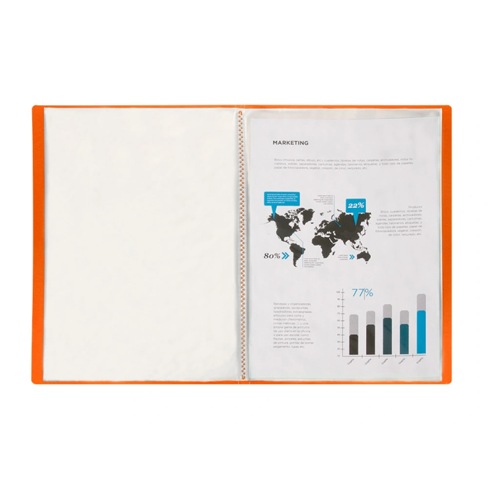 Liderpapel 47051 Carpeta Escaparate 40 Fundas Polipropileno Translúcido DIN A4 Naranja Frosty 5