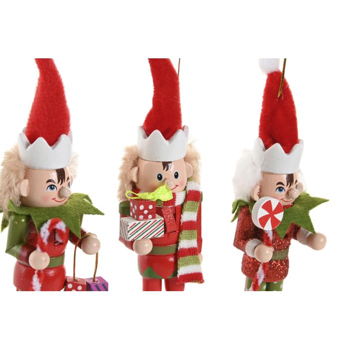 Decoracion Colgante Navidad Tradicional DKD Home Decor Multicolor 8 x 12.5 x 8 cm Set de 3 (4 Unidades) 2