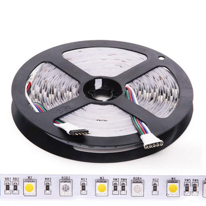 Tira de 300 LEDs 60W 3.402Lm 3000ºK SMD5050 24VDC IP20 RGB+Blanco Cálido x5M 40.000H [CA-5050-60-24-IP20-RGB-WW]-Blanco Cálido 1