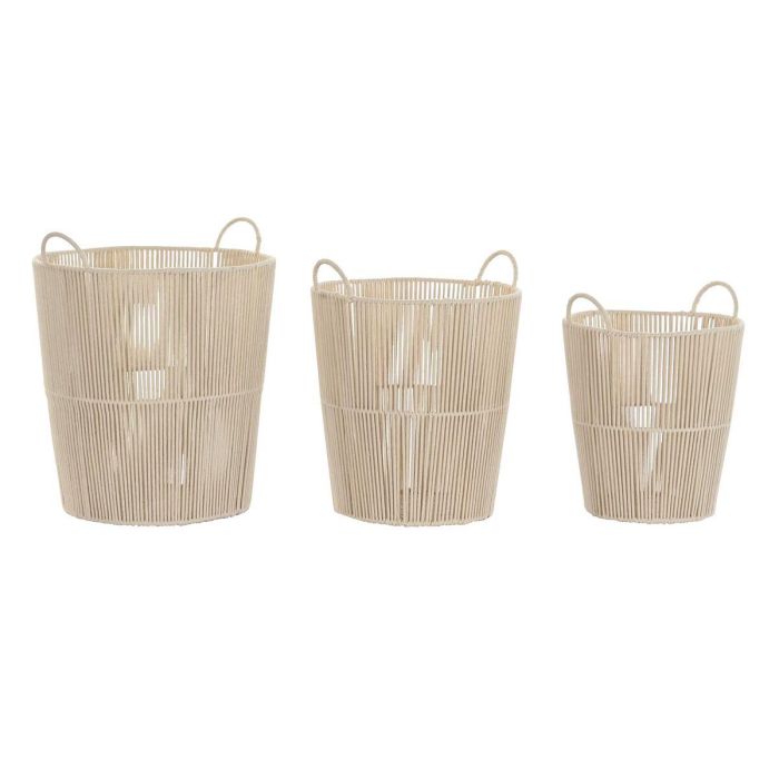 Cesta Basicos DKD Home Decor Beige 42 x 51 x 42 cm Set de 3