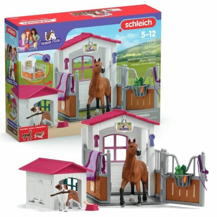 Schleich SCH72218 Horse Club Set Yegua Hannover y Pastor Australiano con Accesorios, Figuras Caballo Juguete Niños 5+ años