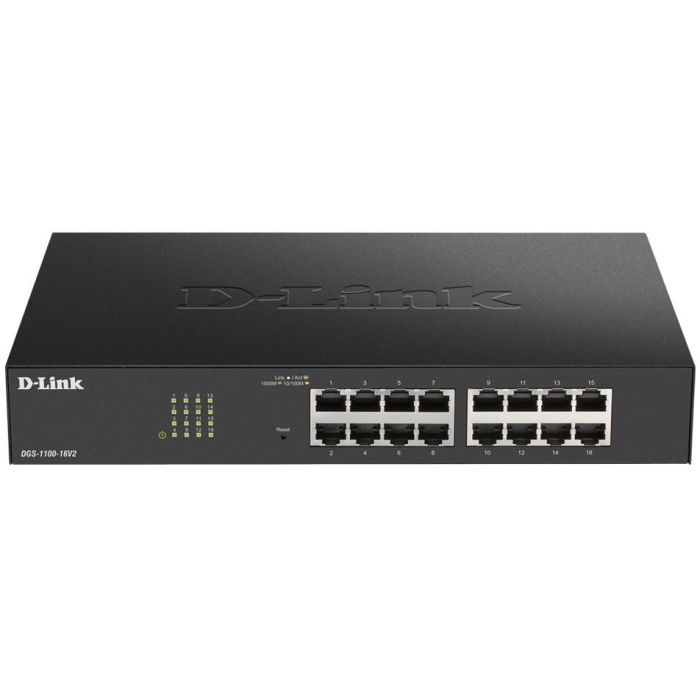 D-Link Switch 16 Puertos Gestionable Gigabit, Negro, IEEE 802.3, VLAN, QoS, Sin Ventilador