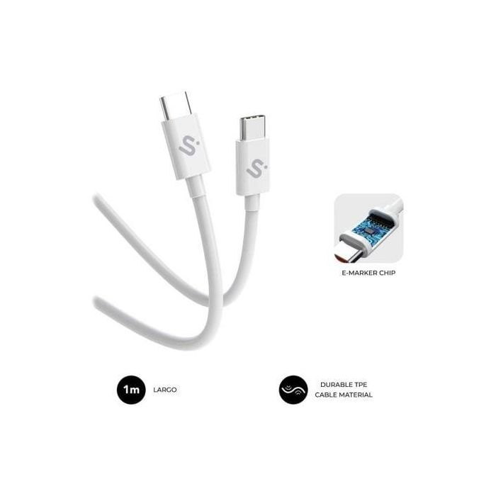 Cable USB-C a USB-C Subblim SUBCAB-C10010 Blanco Negro 1 m 1 Cable USB-C a USB-C Subblim SUBCAB-C10010 Blanco Negro 1 m 1