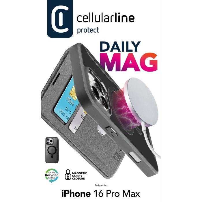 Cellularline Book Case Daily MAG iPhone 16 Pro Max Black 1 Cellularline Book Case Daily MAG iPhone 16 Pro Max Black 1