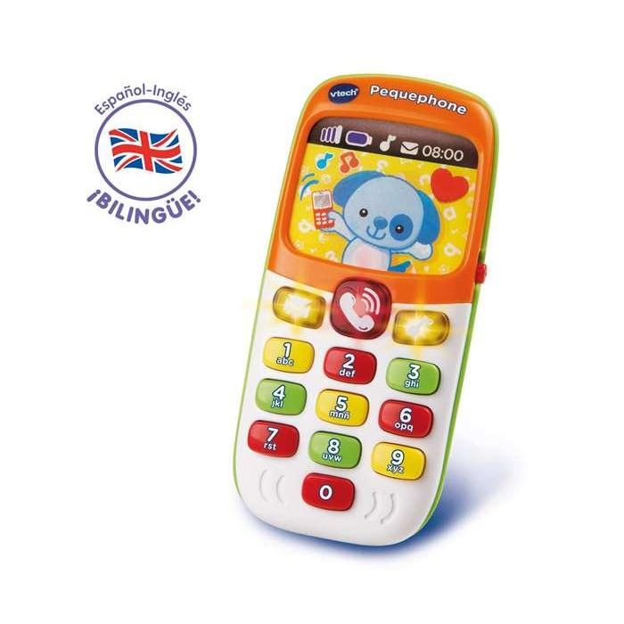 Teléfono pequephone con luces, sonidos, 8 melodías y 2 canciones (bilingüe) 14,8x10,6x7,5 cm 2 Teléfono pequephone con luces, sonidos, 8 melodías y 2 canciones (bilingüe) 14,8x10,6x7,5 cm 2