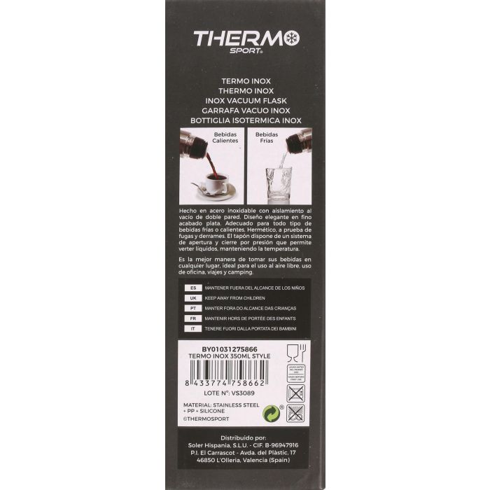 Termo Inox 350 ml Thermosport - Estilo deportivo (12 Unidades) 5 Termo Inox 350 ml Thermosport - Estilo deportivo (12 Unidades) 5