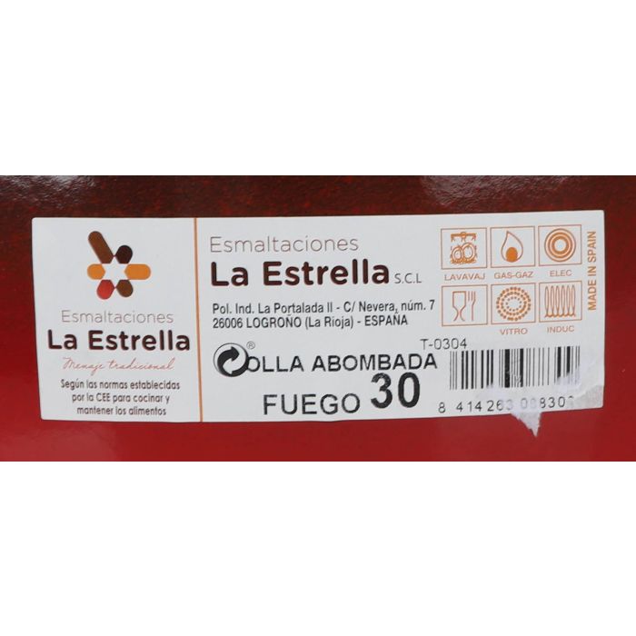 La Estrella Olla Abombada con Tapa 30 cm - 15 L Fuego (2 Unidades) 1