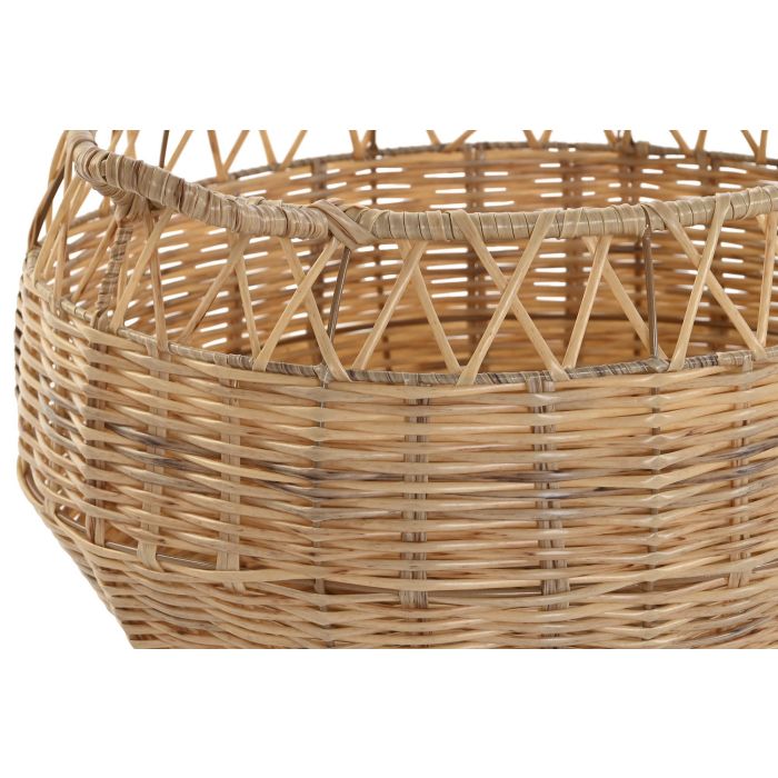 DKD Home Decor Cesta Basicos Natural Set de 3, Set de 3 Cestas de Almacenamiento Hechas a Mano en PE y Metal, 38 x 38 x 34 cm 2