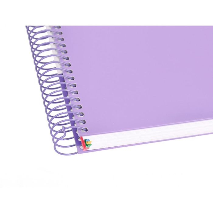 Cuaderno Espiral A4 Micro Antartik Tapa Forrada 120H 90 gr Cuadro 5 mm 5 Bandas 4 Taladros Color Lavanda 8