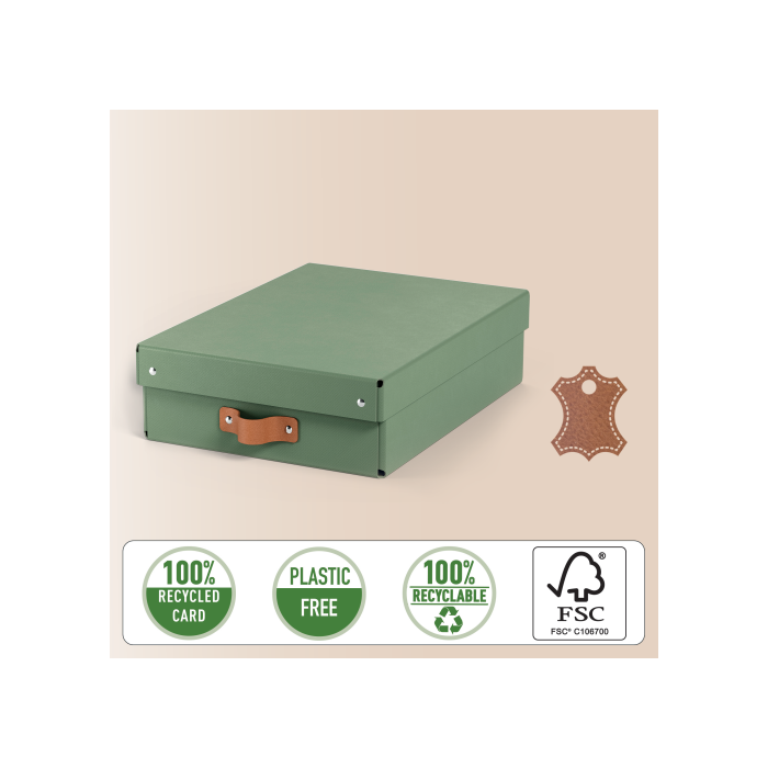 Leitz 61480050 Pack 2 Cajas de Almacenamiento de Cartón Verde Medianas Bajas A4, 8 L - 270x370x100mm 3 Leitz 61480050 Pack 2 Cajas de Almacenamiento de Cartón Verde Medianas Bajas A4, 8 L - 270x370x100mm 3