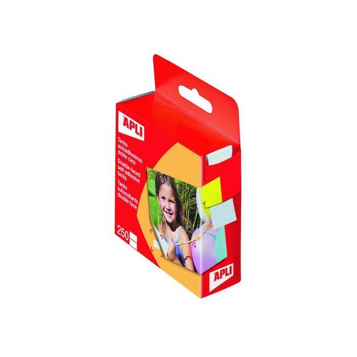 Apli Tacks autoadhesivos doble cara, 250 unidades, 12x16 mm, para fijar fotos en álbumes y cerrar sobres
