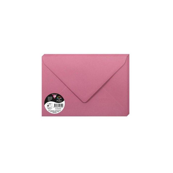 Sobre Clairefontaine Pollen 162X229 120G Rosa Hortensia Paquete De 20