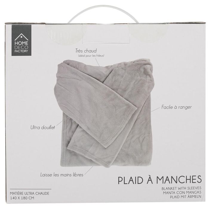 Home Deco Factory Manta con Mangas Gris 140x180 cm 4 Home Deco Factory Manta con Mangas Gris 140x180 cm 4