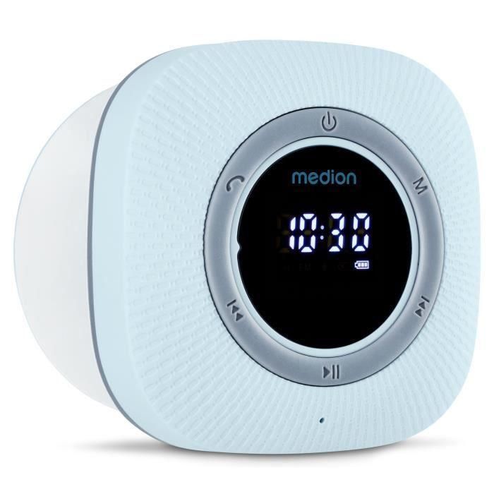 Medion MED4061275227659 Radio de Ducha FM Bluetooth IPX6 con Soporte de Ventosa – Azul 1