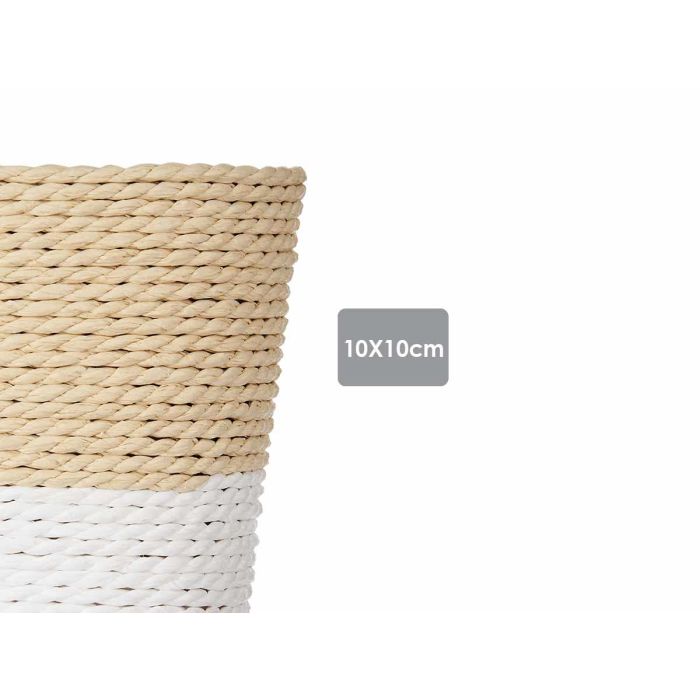 Ibergarden Macetero Decorativo para Plantas, Fabricado en Cuerda y con Interior de Plástico, Color Blanco Natural, Tamaño 10x10 cm (24 Unidades) 2