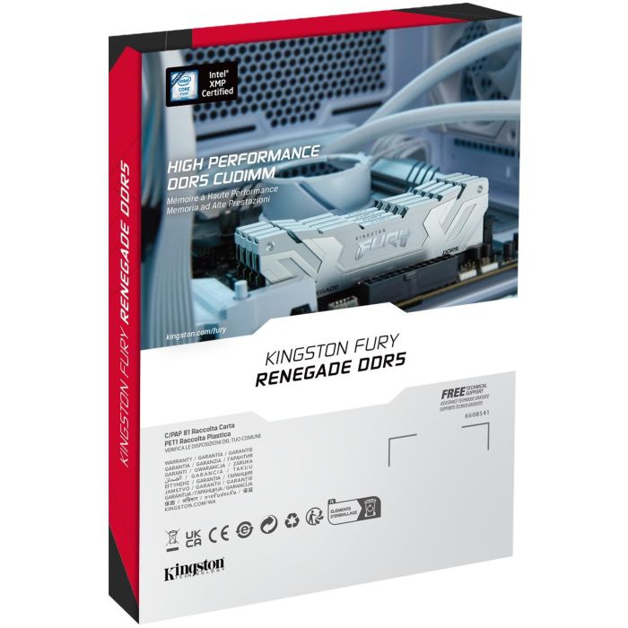 Kingston FURY Renegade White XMP Memoria RAM 48GB (2x24GB) DDR5 8400MT/s CL40 CUDIMM para PC 5 Kingston FURY Renegade White XMP Memoria RAM 48GB (2x24GB) DDR5 8400MT/s CL40 CUDIMM para PC 5