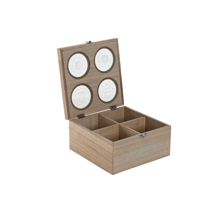 DKD Home Decor Costurero Vintage Natural Verde Menta MDF Cristal 20 x 10 x 20 cm (4 Unidades) 1