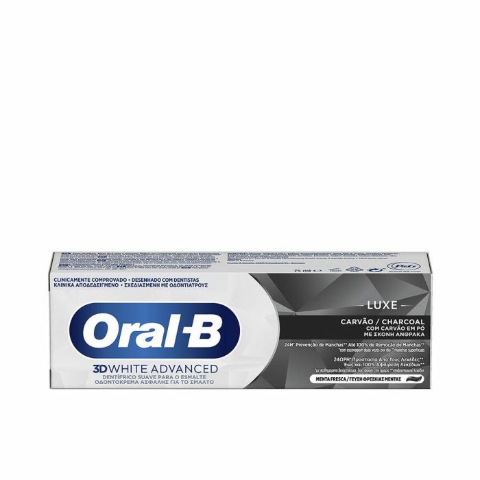 Oral-B 3D WHITE LUXE Pasta Dentífrica Carbón Activo Elimina y Previene Manchas Superficiales 75 ml