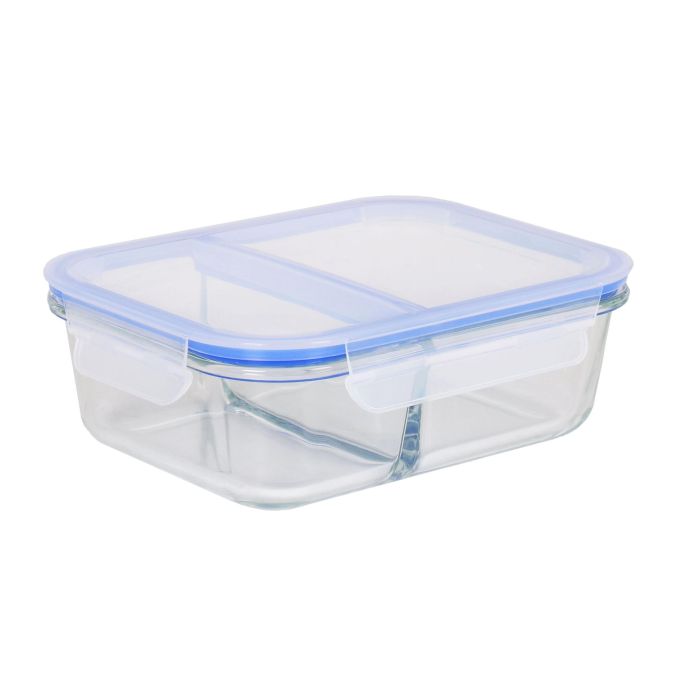 Quttin Recipiente Rectangular con 2 Compartimentos, 23.5 x 17.7 cm, 1.4 L (6 Unidades) 1