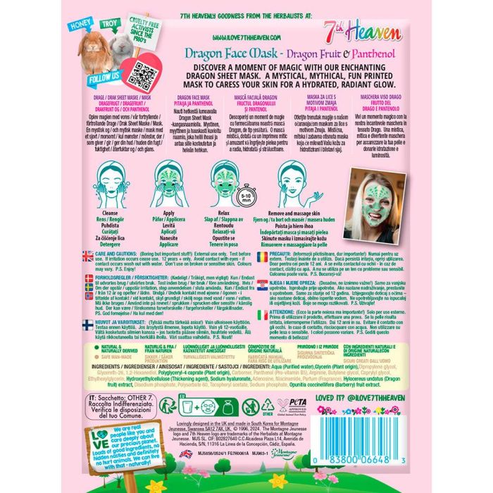7Th Heaven Mascarilla Facial Dragon Fruta del Dragón y Pantenol 1 Unidad 1