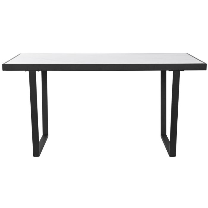 DKD Home Decor Mesa Comedor Urban de Metal y Cerámica Negra y Blanca Desmontable 80 x 75 x 150 cm 1