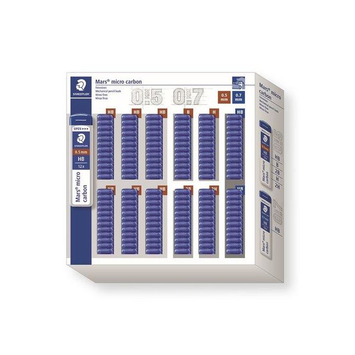 Minas Staedtler 250 Mars Micro Carbon Expositor De 144 (Tubos De 12)