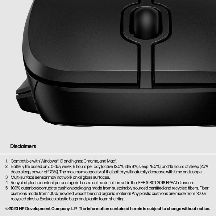 HP 255 Ratón Inalámbrico Dual. Diseño de Tamaño Completo y Ambidiestro. Ofrece Doble Conectividad para Productividad y Confort Diario. 5