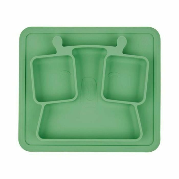 Badabulle Plato dividido antideslizante de silicona con 3 compartimentos flexible, resistente, irrompible, apto microondas y lavavajillas para bebés 4m+
