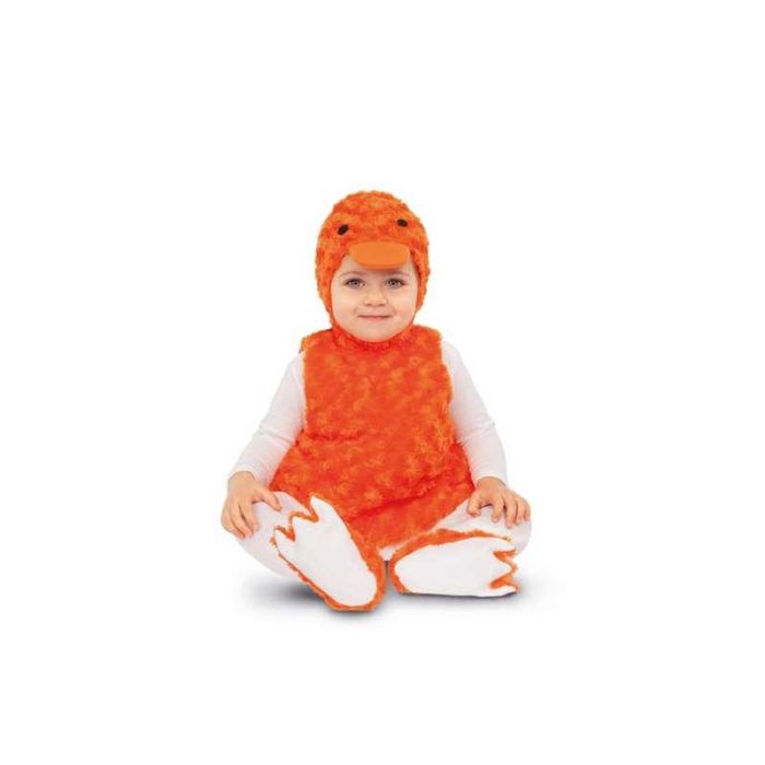 Disfraz bebé patito peluche naranja (vestido, gorro, cola y patucos) talla 12-24 meses 1