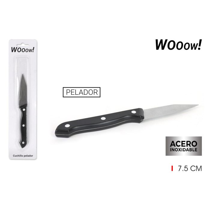 Wooow Cuchillo Pelador de Cocina 7,5 cm - Acero Inoxidable y Mango Ergonómico para Pelar Frutas y Verduras (36 Unidades)