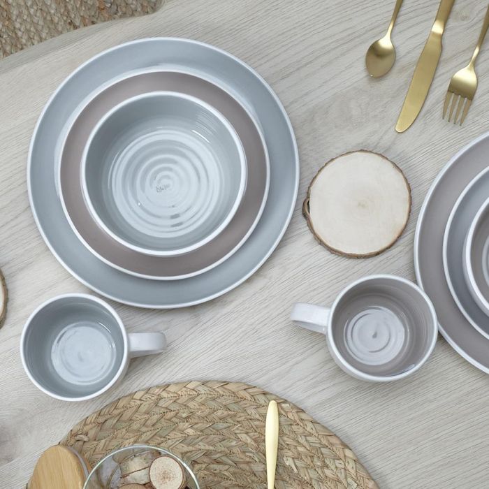 Home Deco Factory Plato Gris Bicolor Diámetro 20 cm Cerámica 1