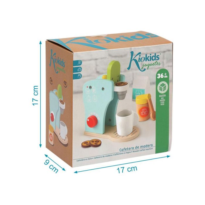KioKids Cafetera de Juguete de Madera Azul para Niños +3 Años - Juego de Imitación con Leche, Taza y Cápsulas 1 KioKids Cafetera de Juguete de Madera Azul para Niños +3 Años - Juego de Imitación con Leche, Taza y Cápsulas 1