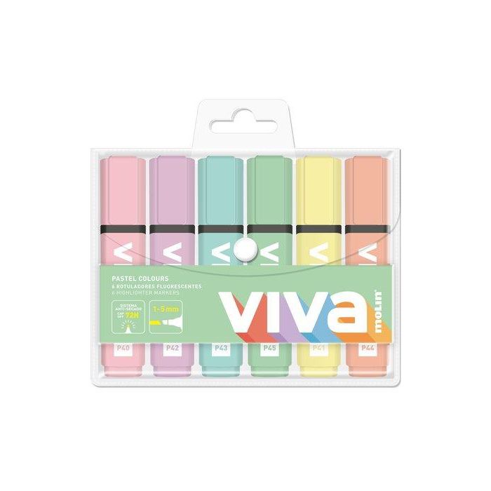 Marcador Fluor Molin Pastel Bolsa De 6 Colores