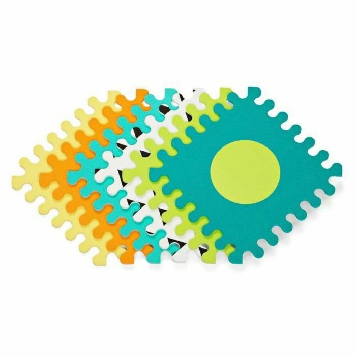 Infantino Conjunto de 6 baldosas de espuma, formas y colores vibrantes para bebé, estimula motricidad fina, resistente a golpes y dentición.