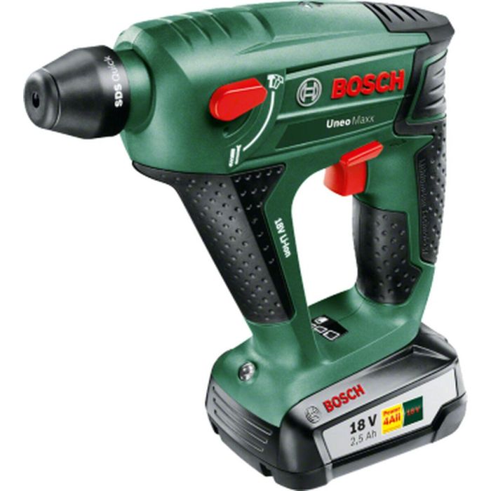Bosch Uneo Maxx 18 Martillo Perforador Inalámbrico - 0.6 J Impacto, 10mm Concreto, 5000 IPM, 1 Batería 2.5Ah 4 Bosch Uneo Maxx 18 Martillo Perforador Inalámbrico - 0.6 J Impacto, 10mm Concreto, 5000 IPM, 1 Batería 2.5Ah 4