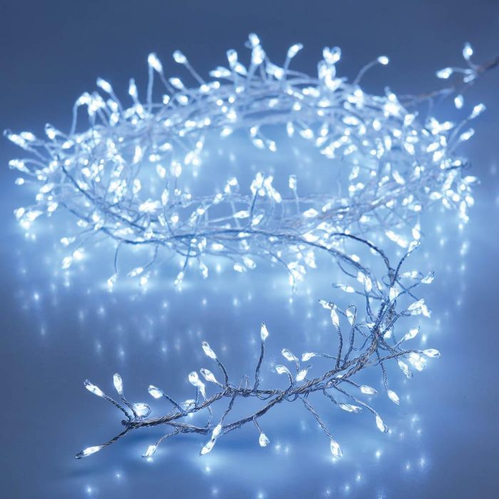 Null Guirnalda a pilas tipo espino fija 100 LEDs blanco frío 1,5m