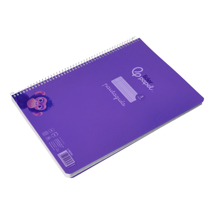 Liderpapel Cuaderno Espiral A4 Pautaguía 80 Hojas 90gr Cuadro Pautado 3 mm con Margen Color Lila 5
