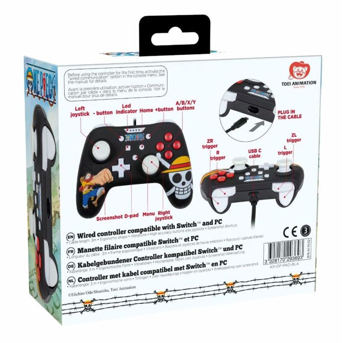 Konix AAAIK40446 Mando con Cable 3m Diseño One Piece Luffy para Nintendo Switch 1